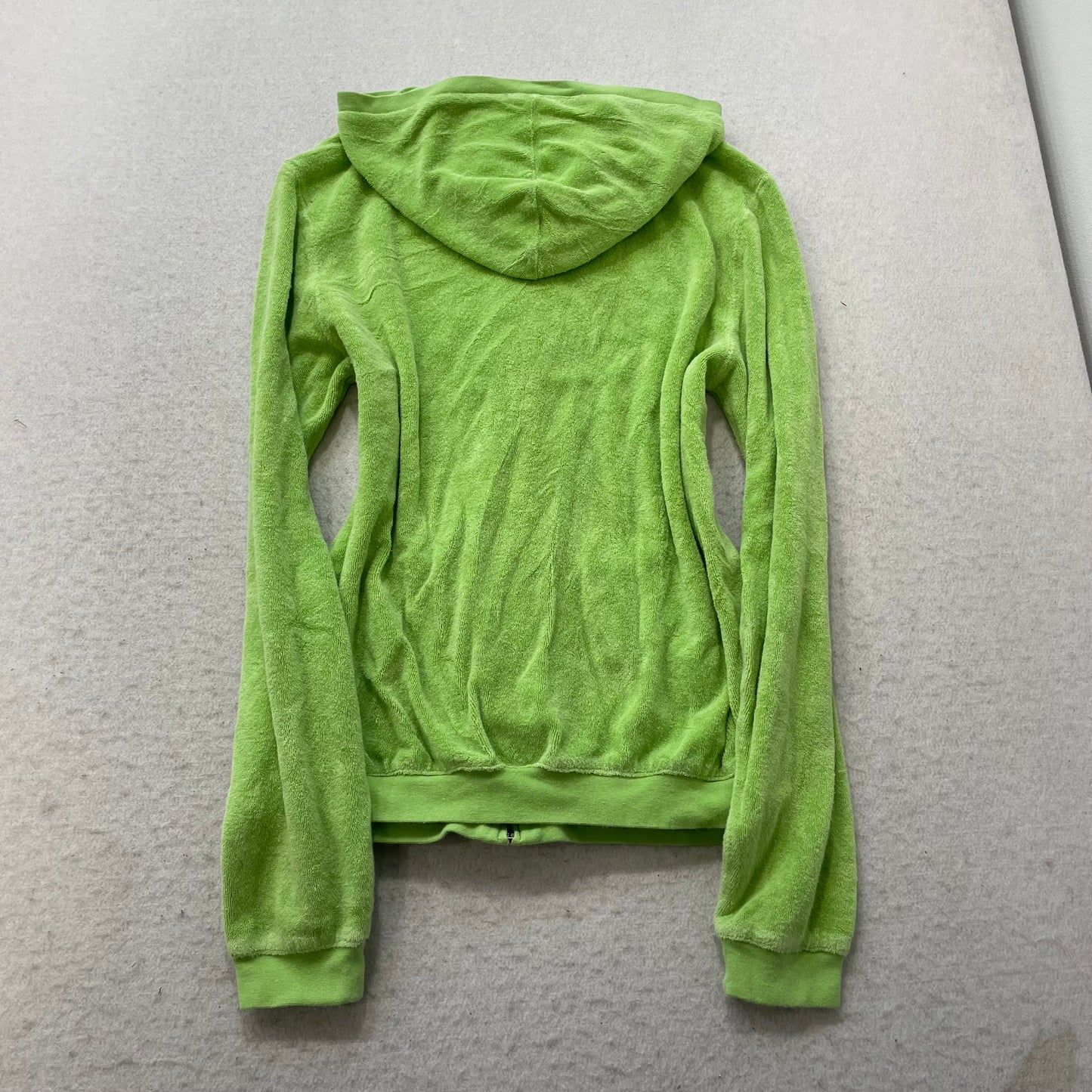 Juicy Couture Women's Lime Green Terry Cloth Zip-Up Hoodie Loungewear Y2k Size M