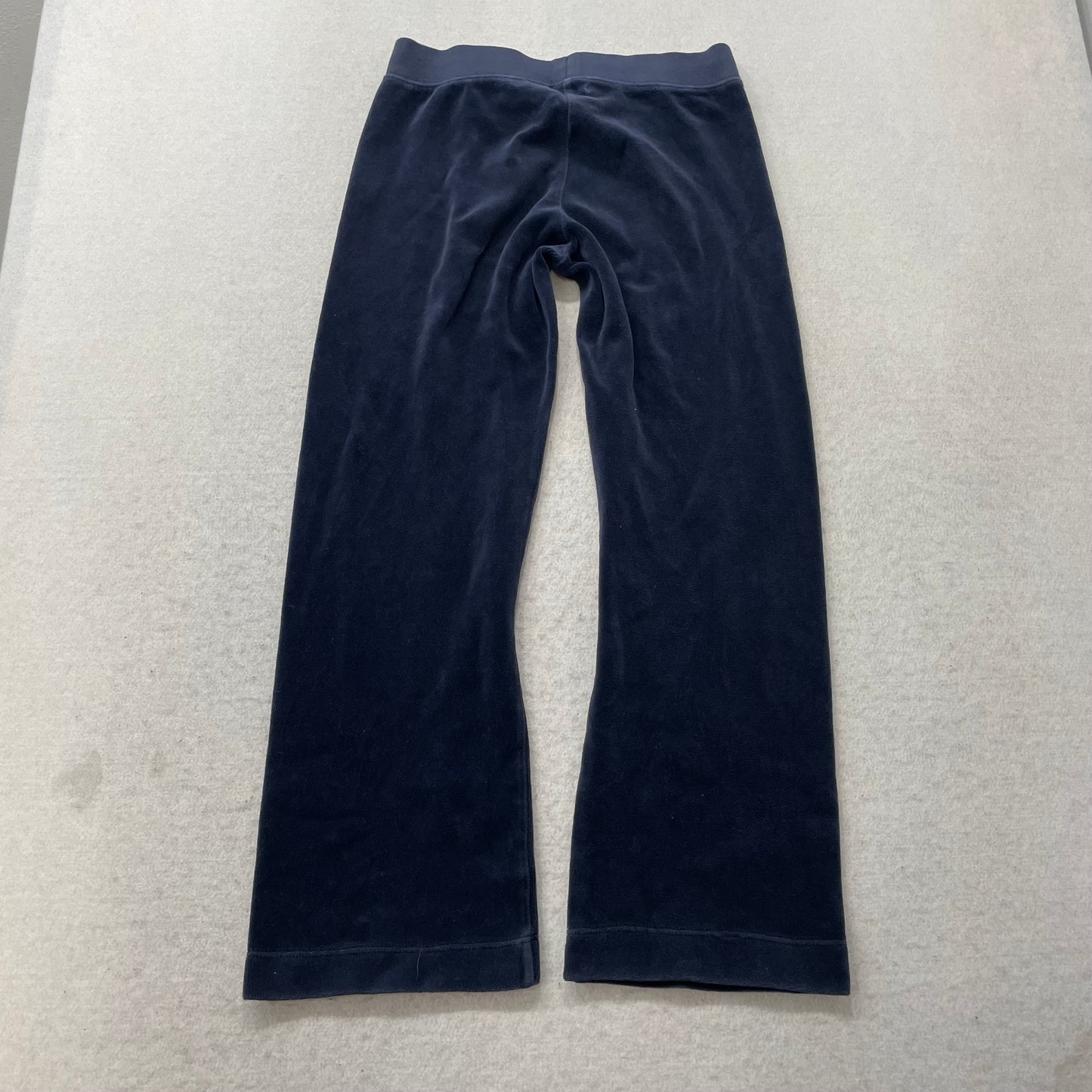 Juicy Couture Women's Navy Velour Flared Track Pant Graphic Logo Preppy Size 10