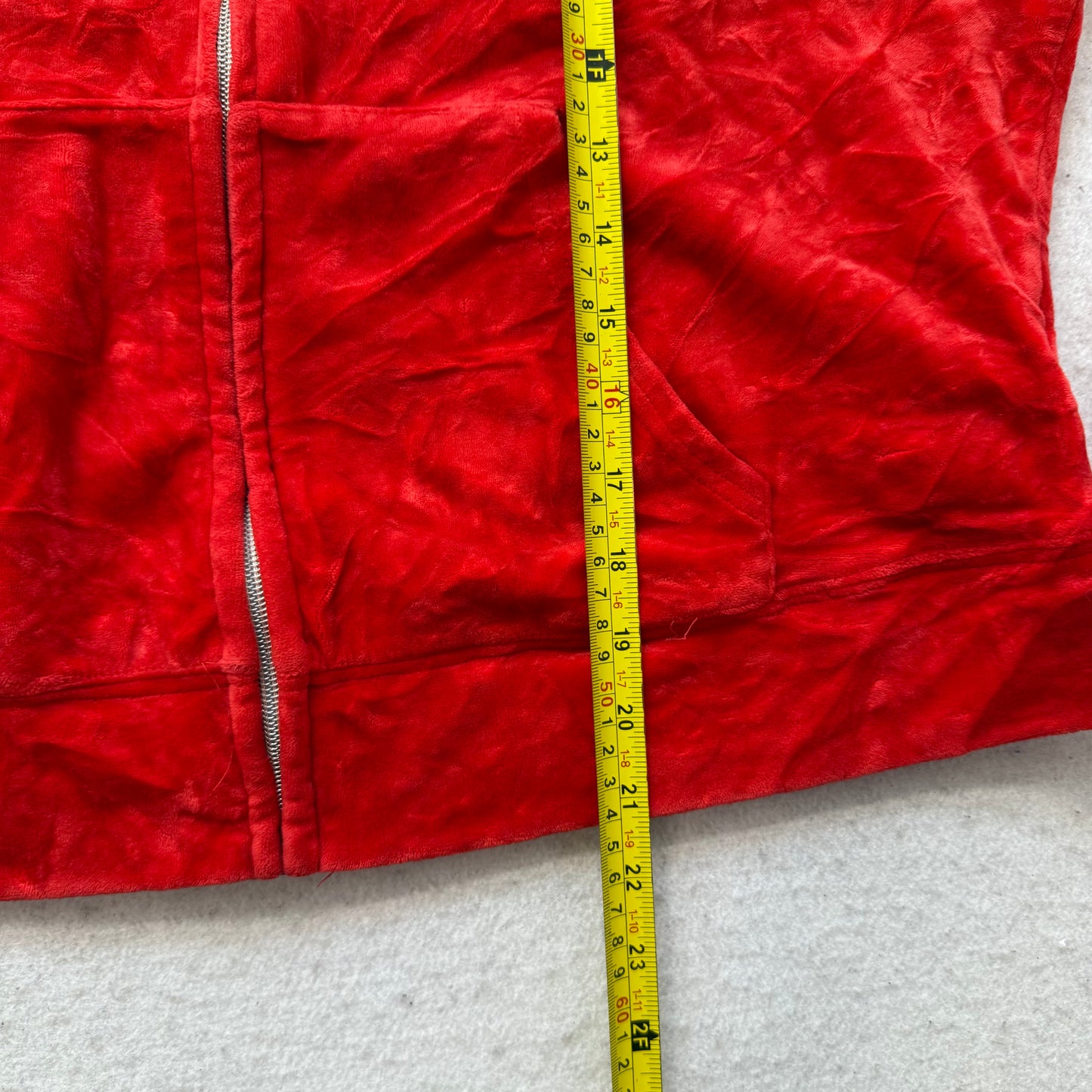 Juicy Couture Women's Scarlet Velour Zip Up Hoodie Crown Logo Preppy Size 2XL