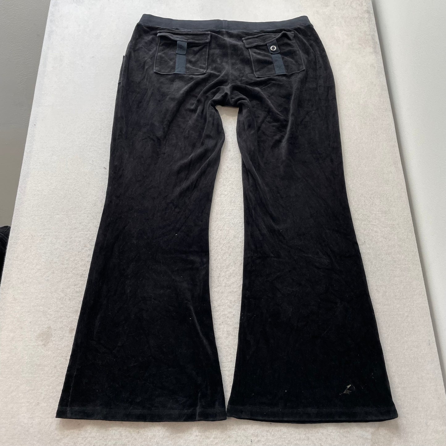 Juicy Couture Women's Black Velour Tracksuit Set Hoodie & Pant Pockets Size XL