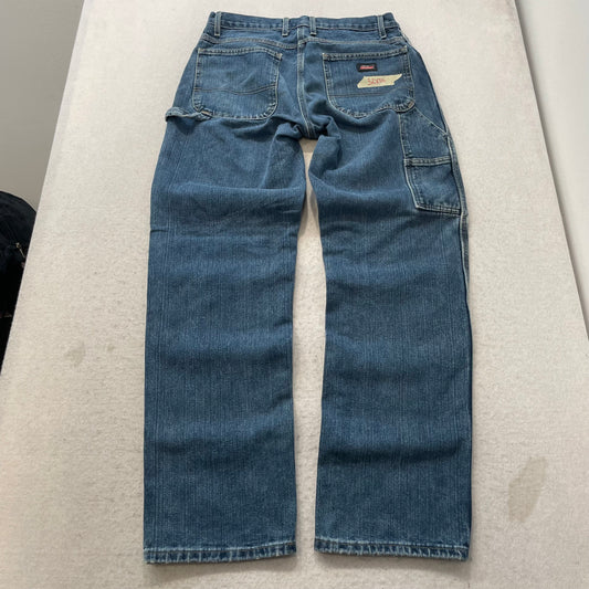 Dickies Men's Blue Denim Heavyweight Carpenter Jeans Workwear Relaxed Size 32x34