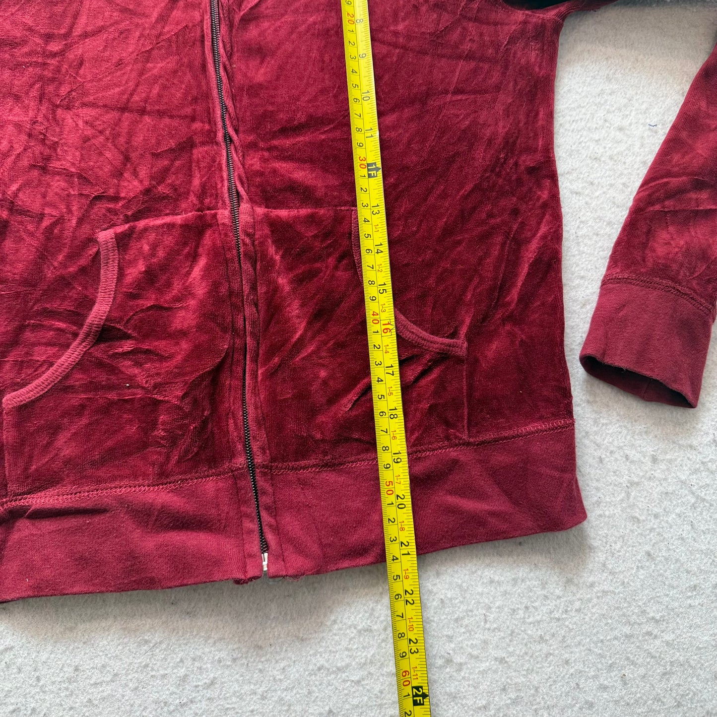 Vintage Juicy Couture Scottie Dogs Women's Maroon Velour Zip-Up Hoodie Size S