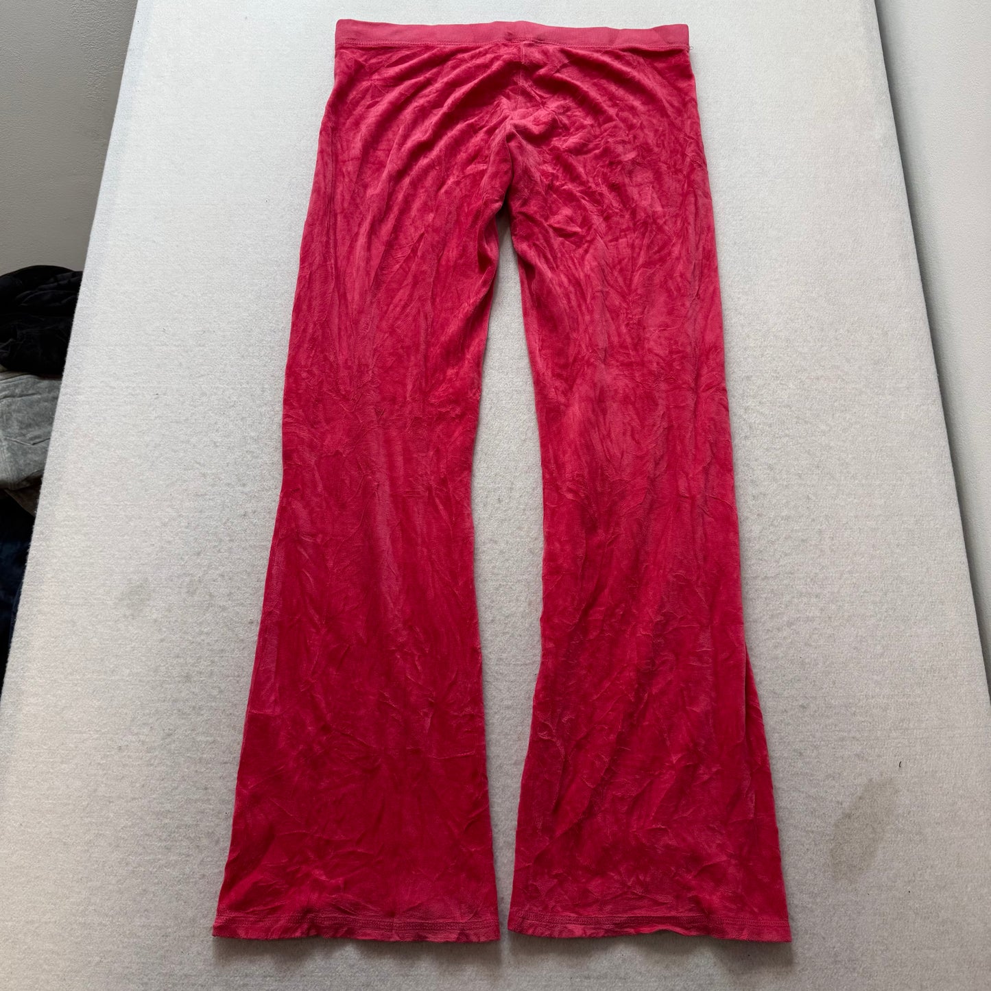 Vintage Juicy Couture Women's Red Velour Flared Track Pants Loungewear Size S