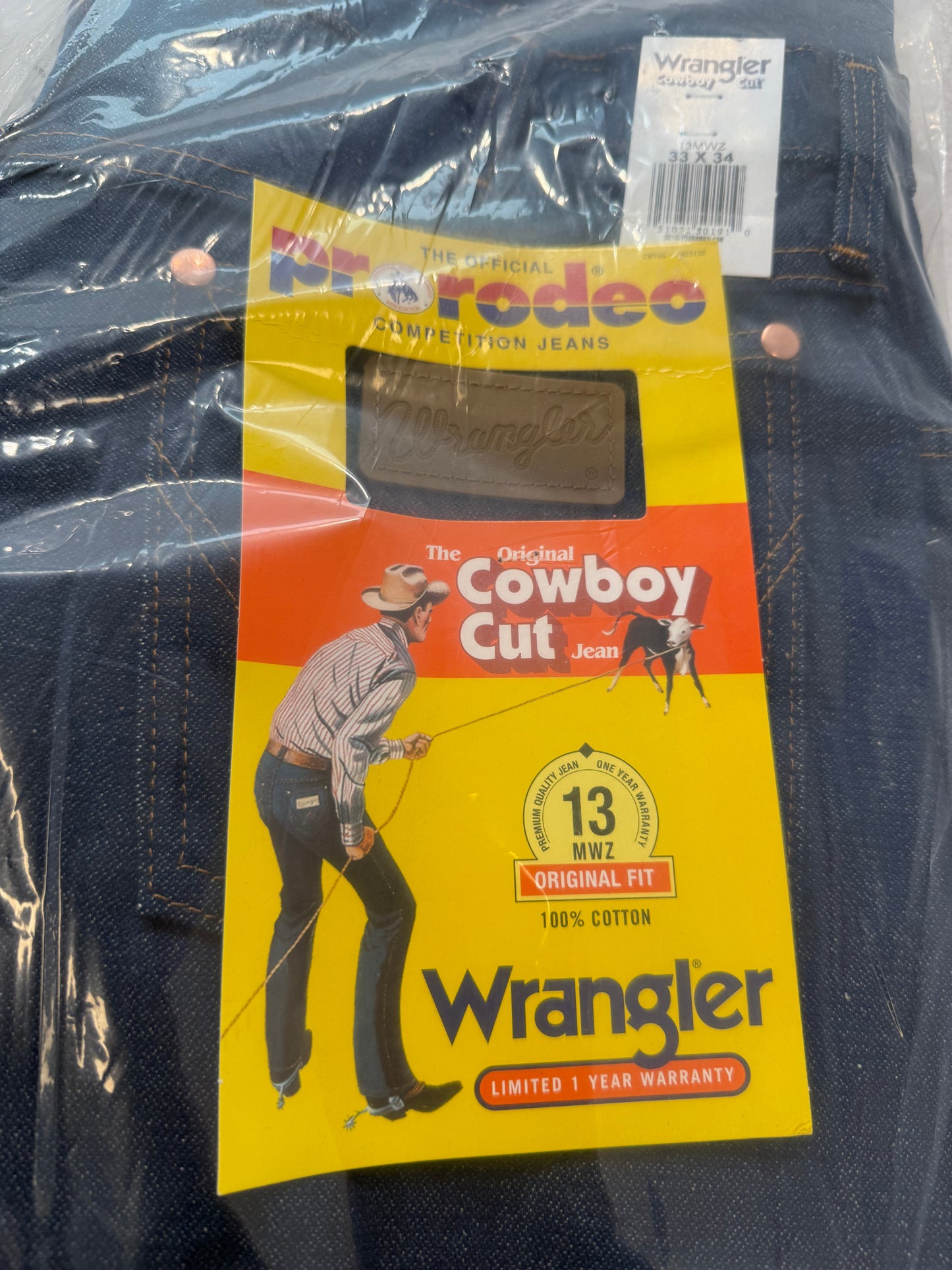 WRANGLER Original Cowboy Cut 13MWZ 100% Cotton Jeans 33x34 - Clean Curriculums 