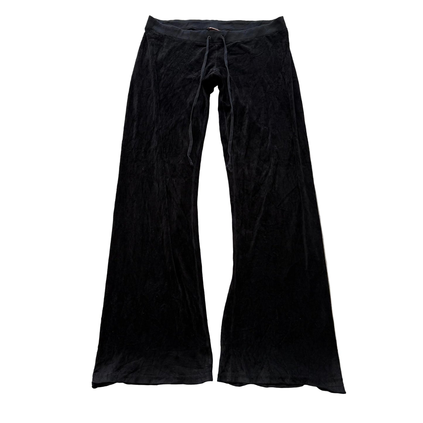 Juicy Couture Women's Black Velour Flare Track Pant Loungewear Preppy Y2K Size M