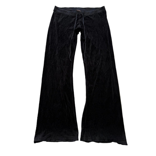 Juicy Couture Women's Black Velour Flare Track Pant Loungewear Preppy Y2K Size M