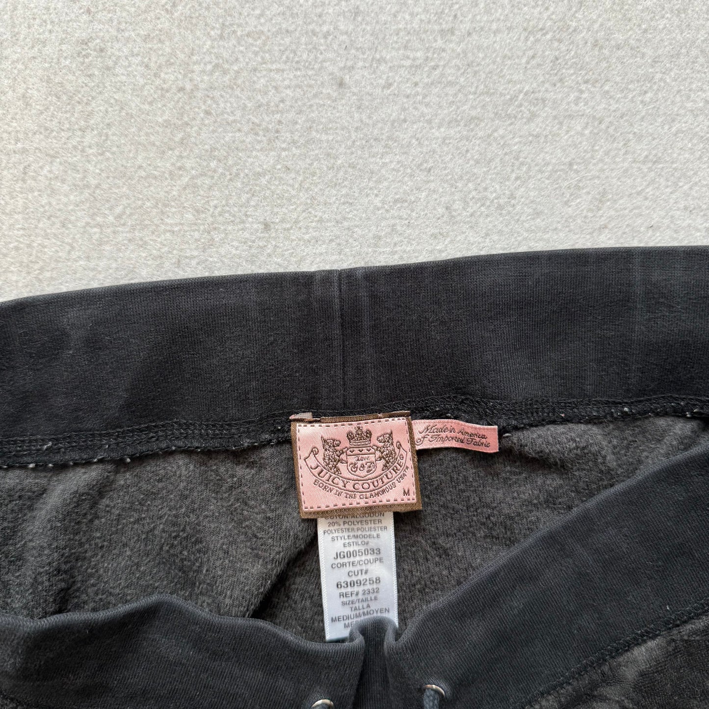Juicy Couture Women's Black Velour Wide Leg Flared Track Pant Drawstring Size M