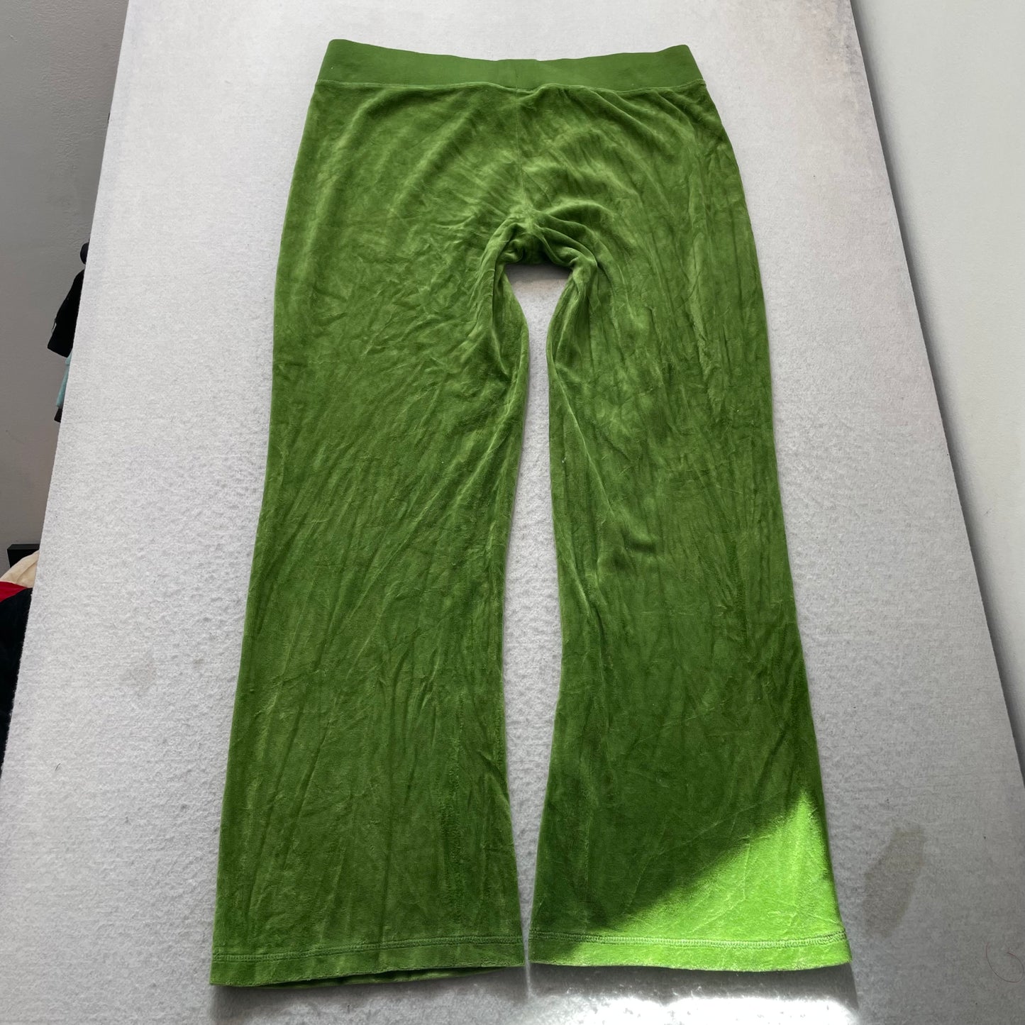Juicy Couture Women Green Velour Flared Track Pant Drawstring Loungewear Size XL