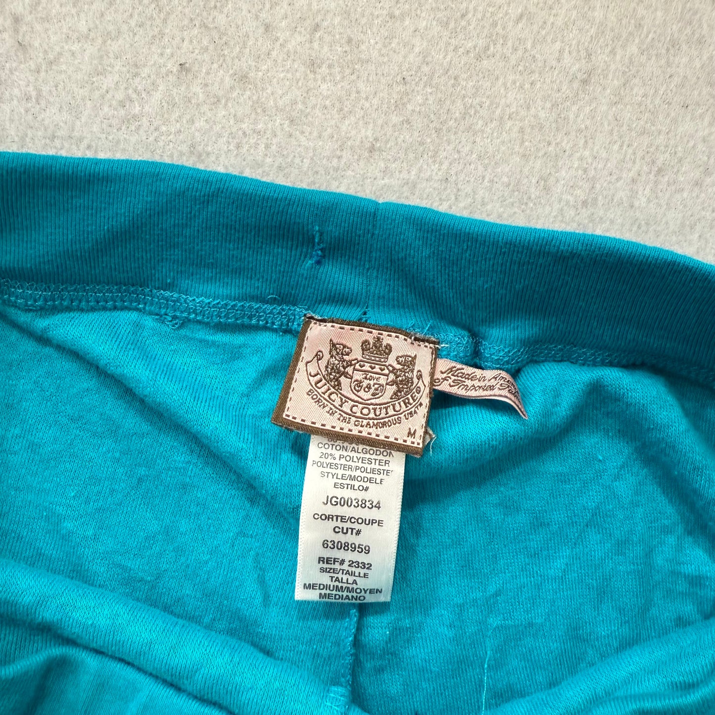 Juicy Couture Women's Teal Blue Terrycloth Flared Track Pant Loungewear Size M