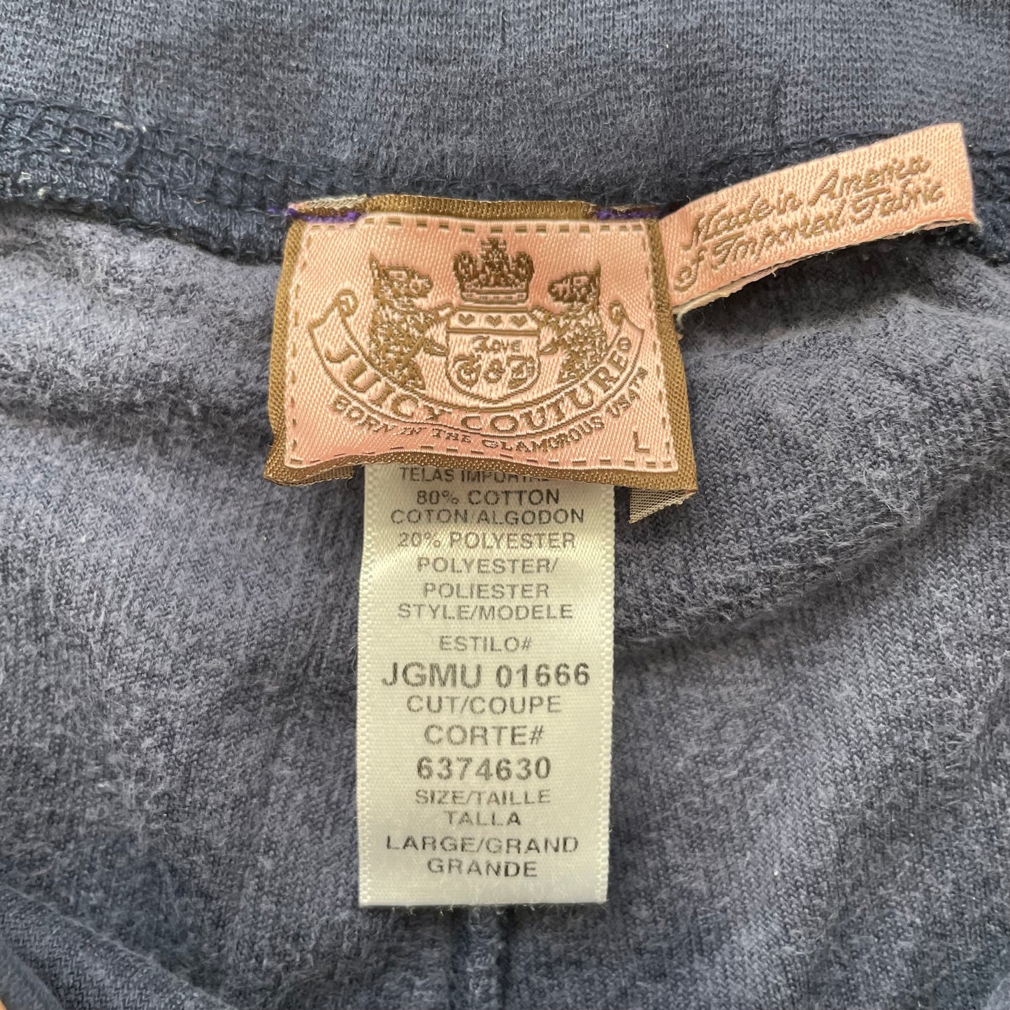 Vintage Juicy Couture Women Navy Velour Tracksuit Set Hoodie & Track Pant Size L