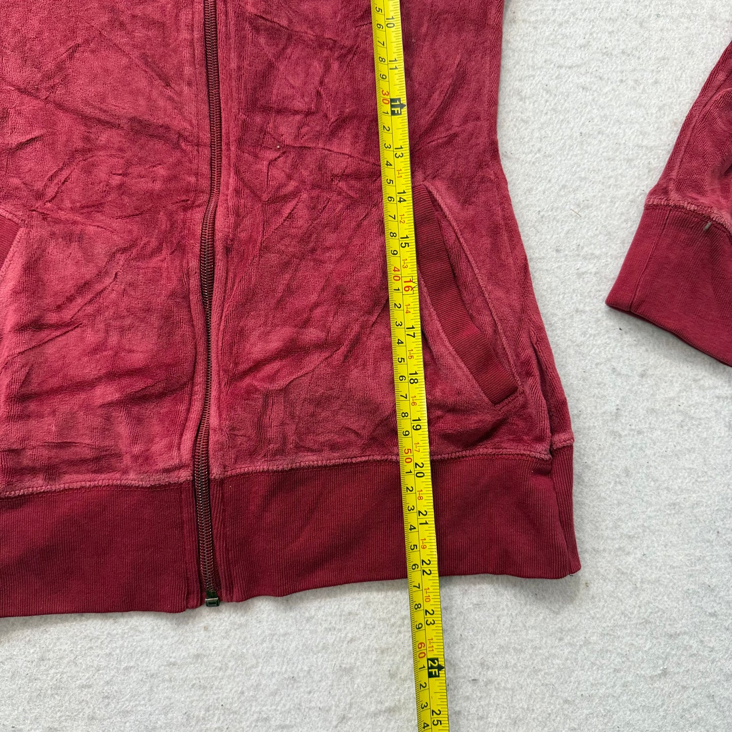 Victoria's Secret PINK Rock & Roll Women's Maroon Velour Zip-Up Hoodie Size S
