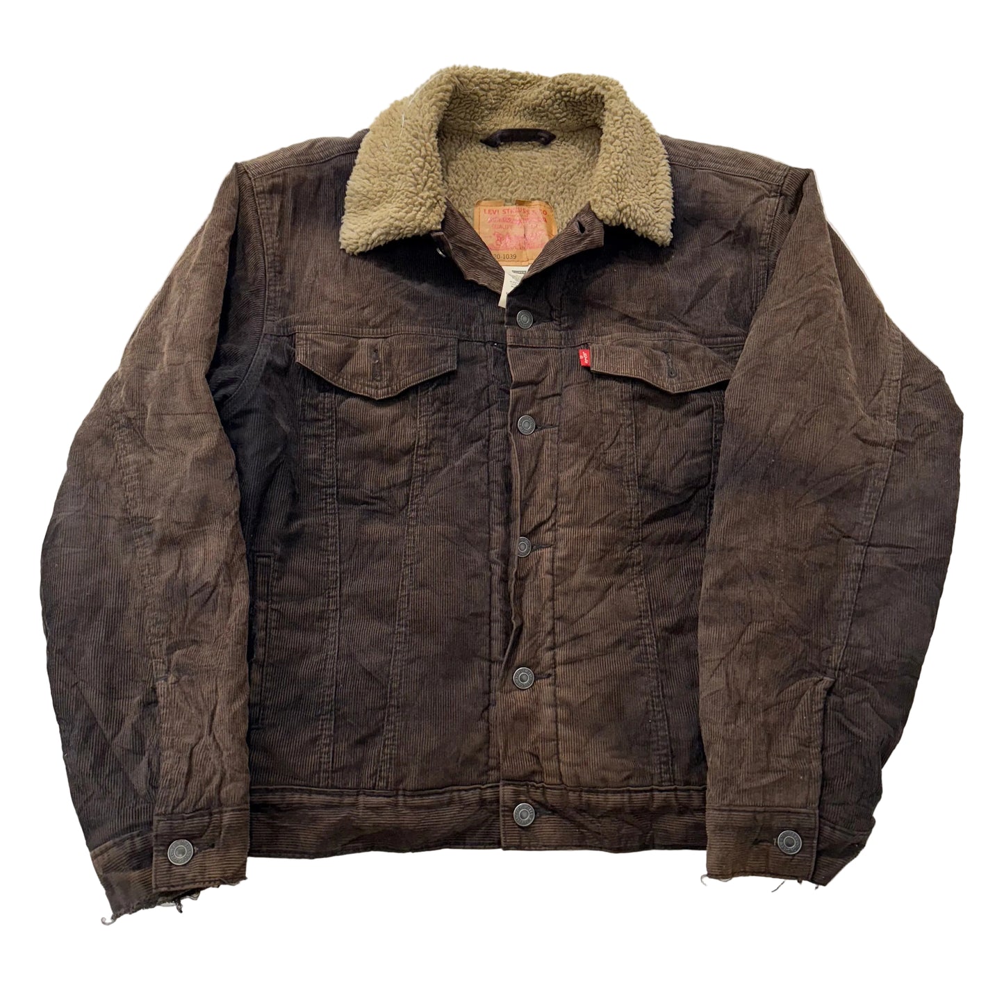 Levi Strauss & Co. Dark Brown Cotton Sherpa-Lined Corduroy Trucker Jacket Size M