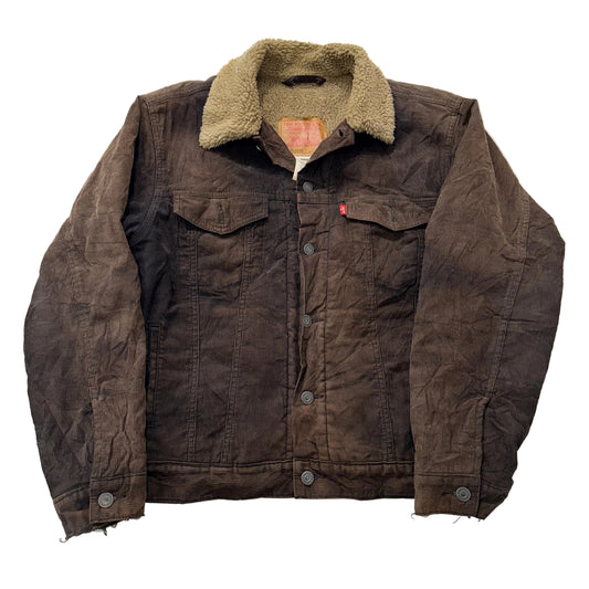 Levi Strauss & Co. Dark Brown Cotton Sherpa-Lined Corduroy Trucker Jacket Size M
