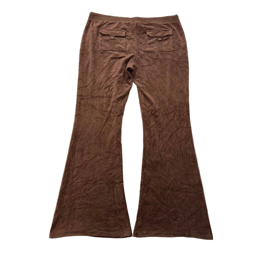 Juicy Couture Brown Velour Flare Track Pants Drawstring Pockets Low Rise Size XL