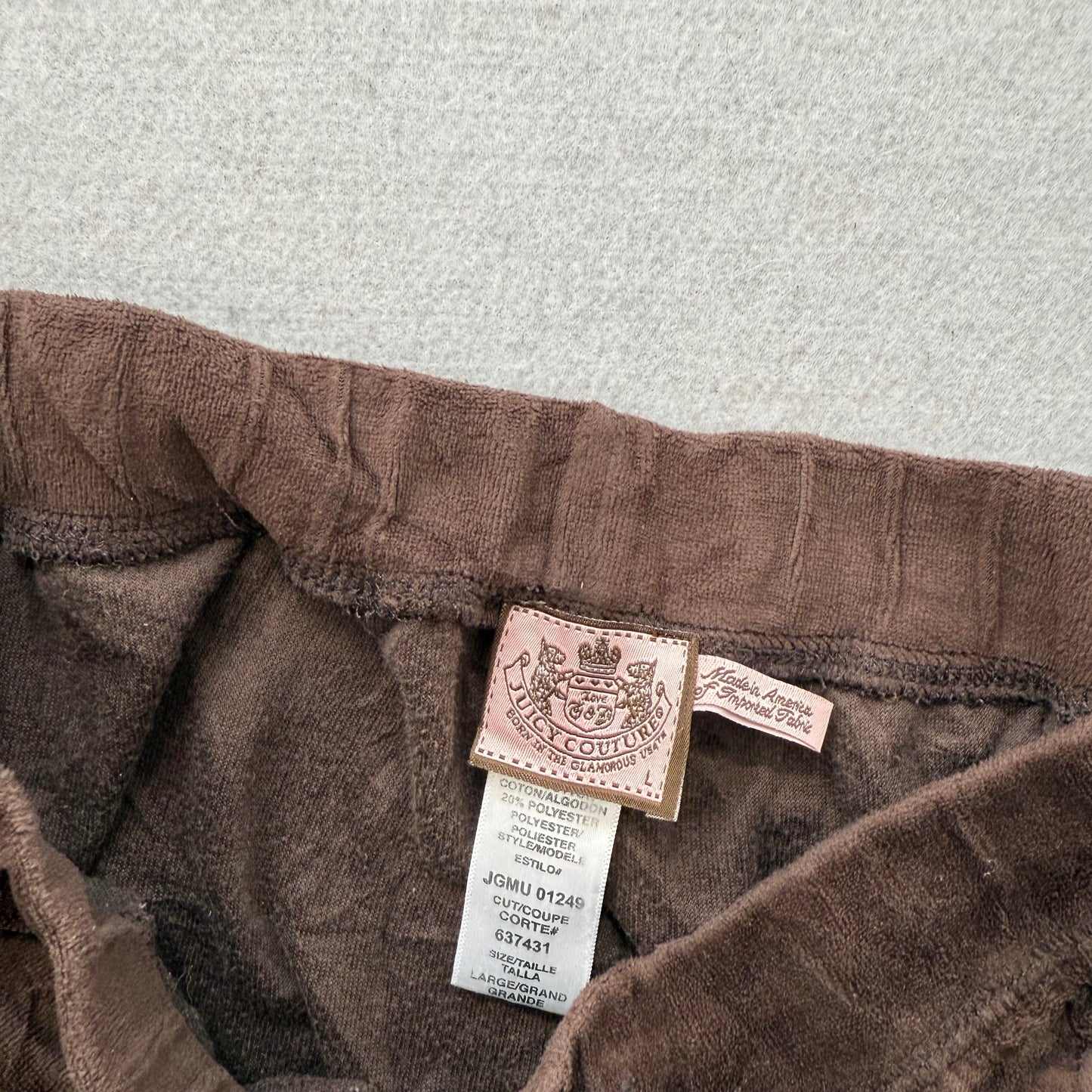 Vintage Juicy Couture Women's Brown Velour Flared Wide Leg Track Pants Size L
