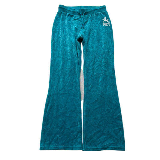 Juicy Couture Womens Teal Velour Flared Track Pant Horse Glitter Logo Y2K Size M