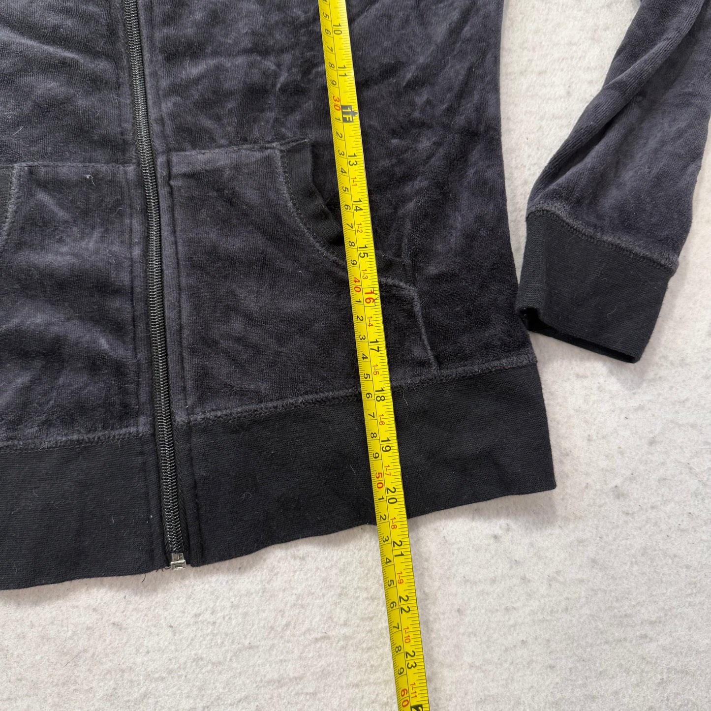 Vintage Juicy Couture Scottie Dogs Women's Charcoal Velour Zip-Up Hoodie Size S
