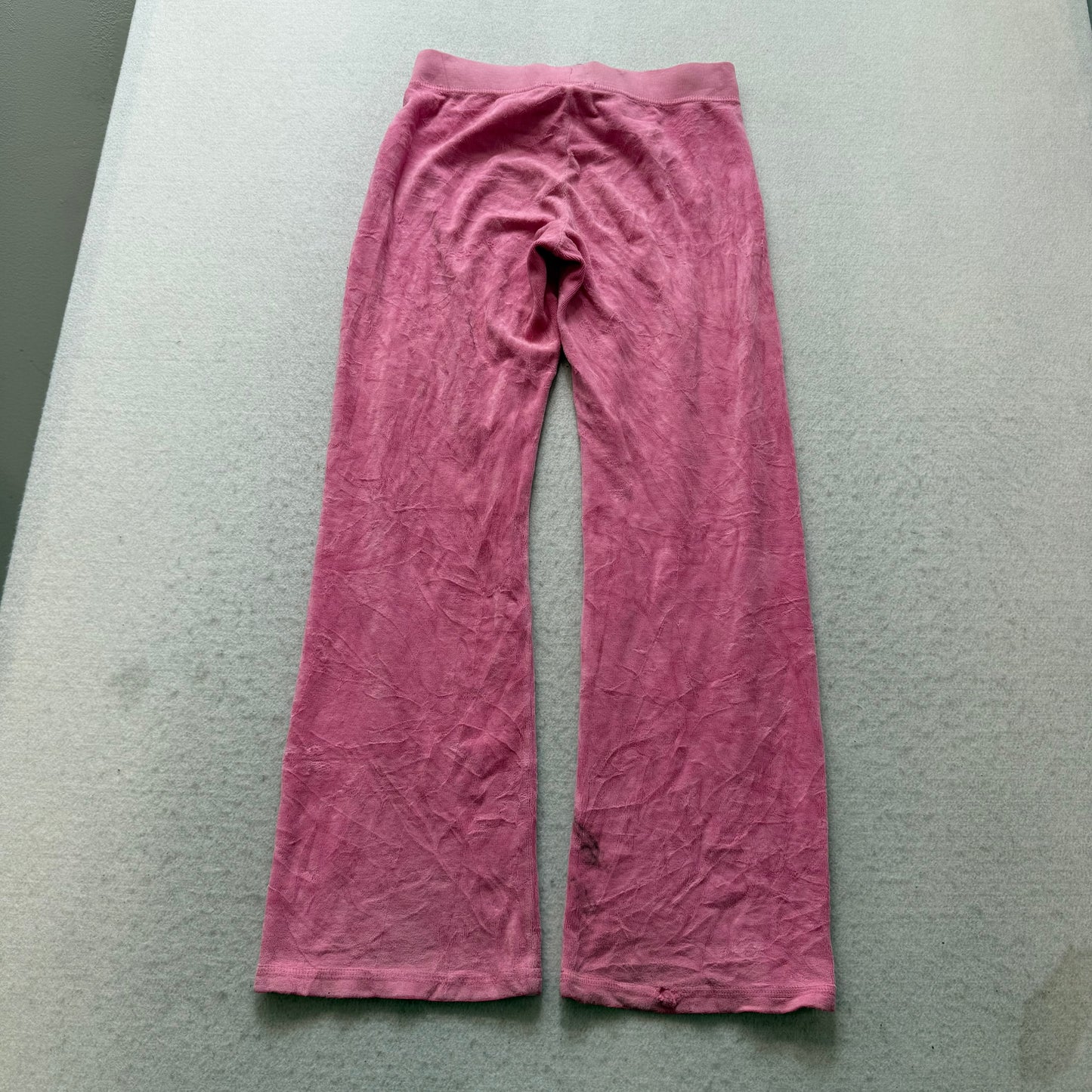 Juicy Couture Kid's Pink Velour Flared Track Pants Signature Logo Casual Size S