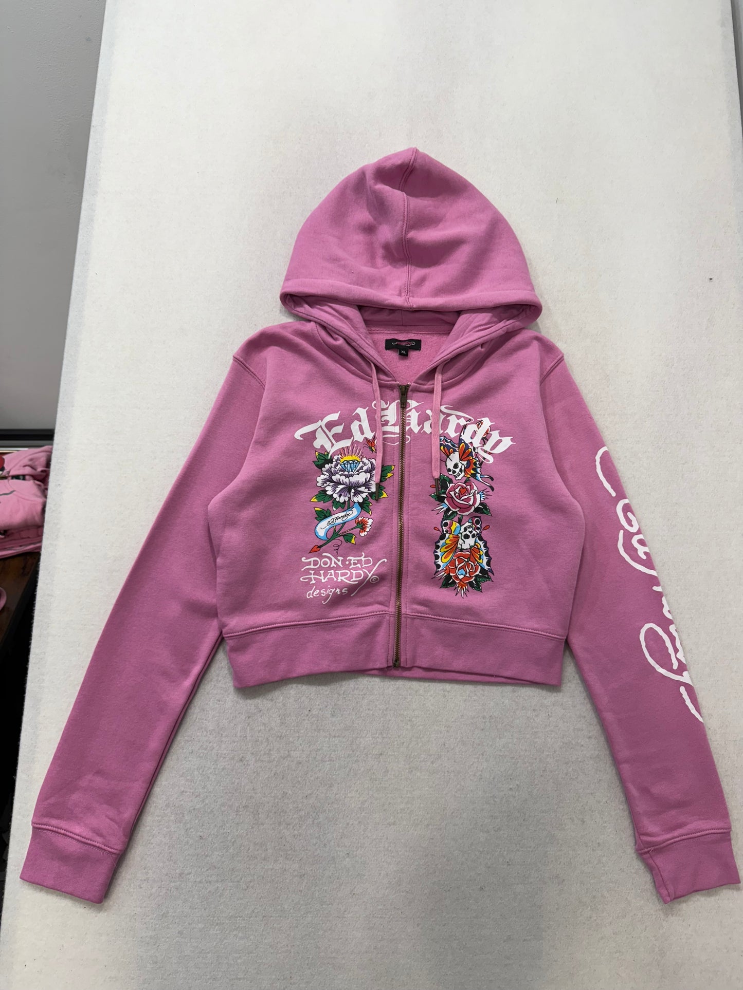 ED HARDY “Flower Skull” PINK MATCHING CARGO PANT SET