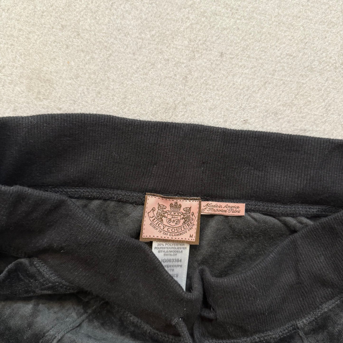 Juicy Couture Women's Black Velour Flared Track Pants Pockets Crown Logo Size M