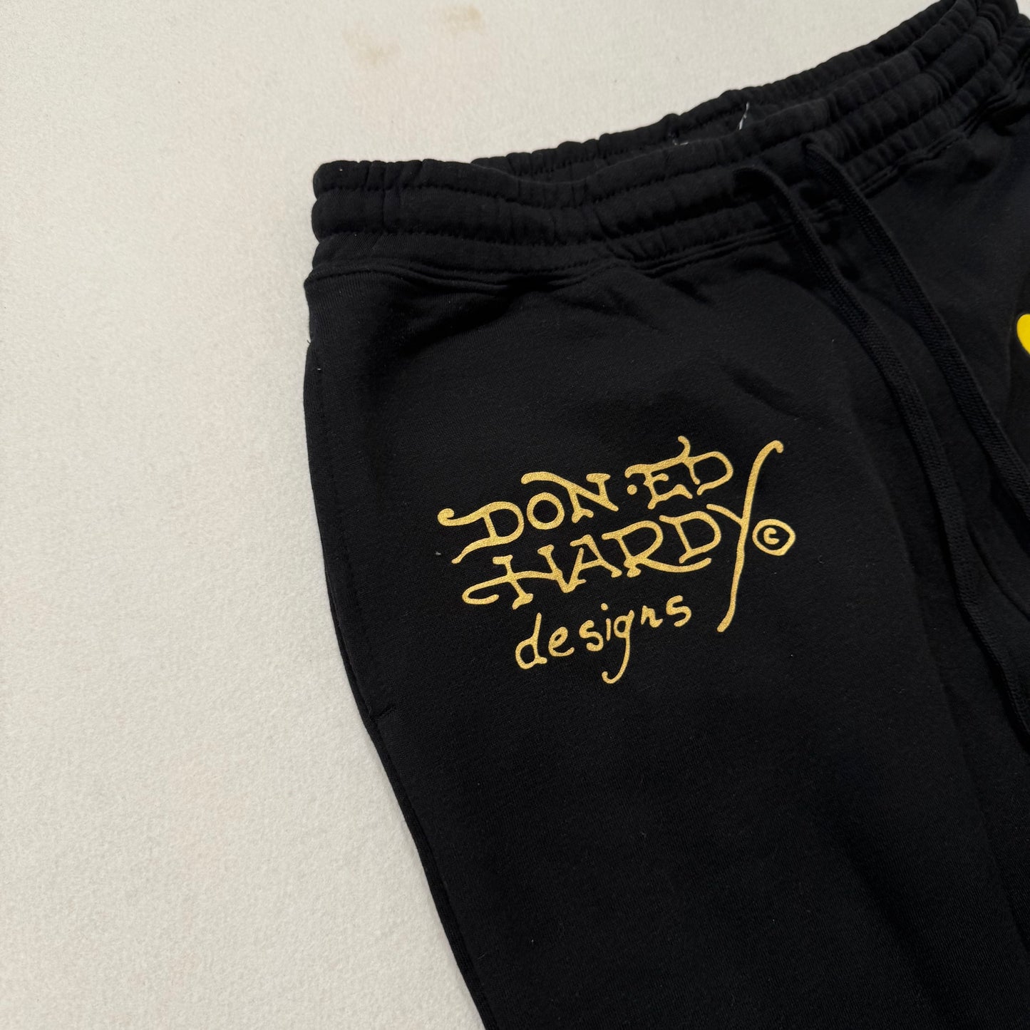 Ed Hardy Women's Black Cotton Blend Straight Leg Sweatpants Skull Graphic Size M