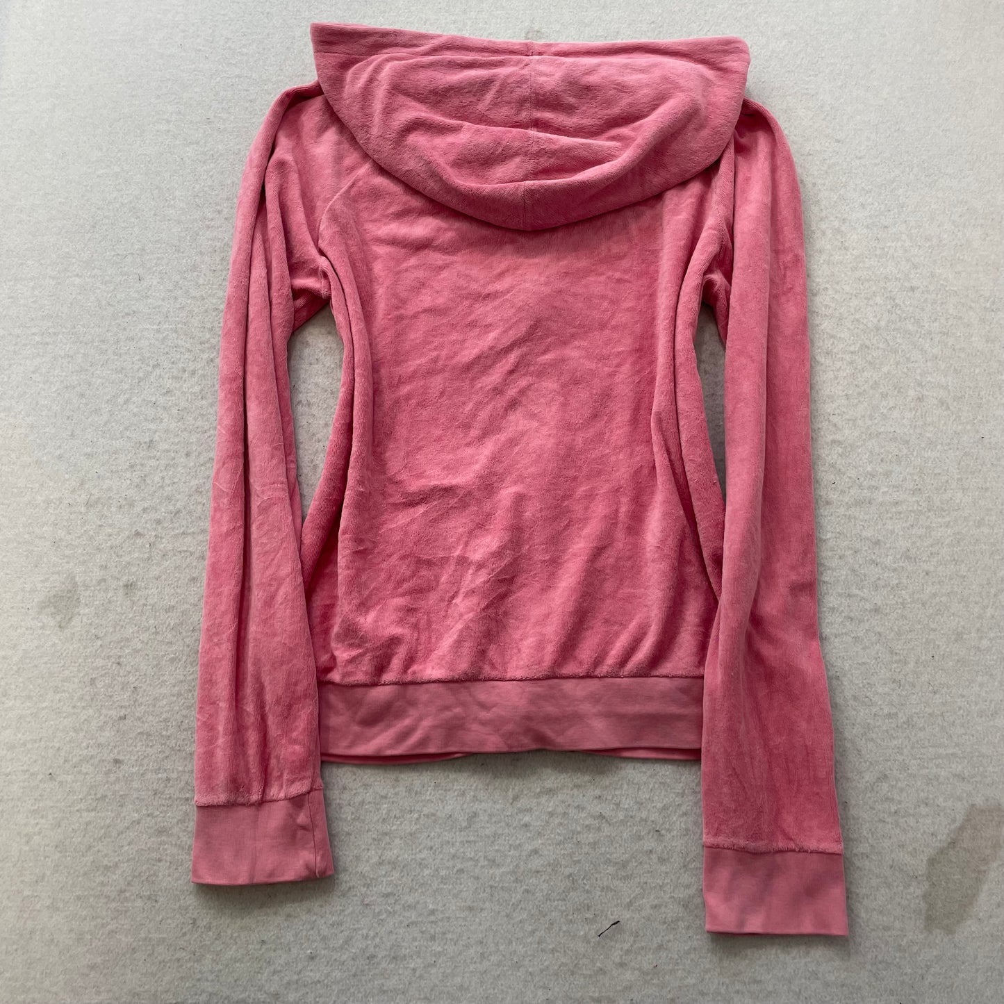 Juicy Couture Women's Pink Velour Full-Zip Hoodie Drawstring Pockets Y2k Size L