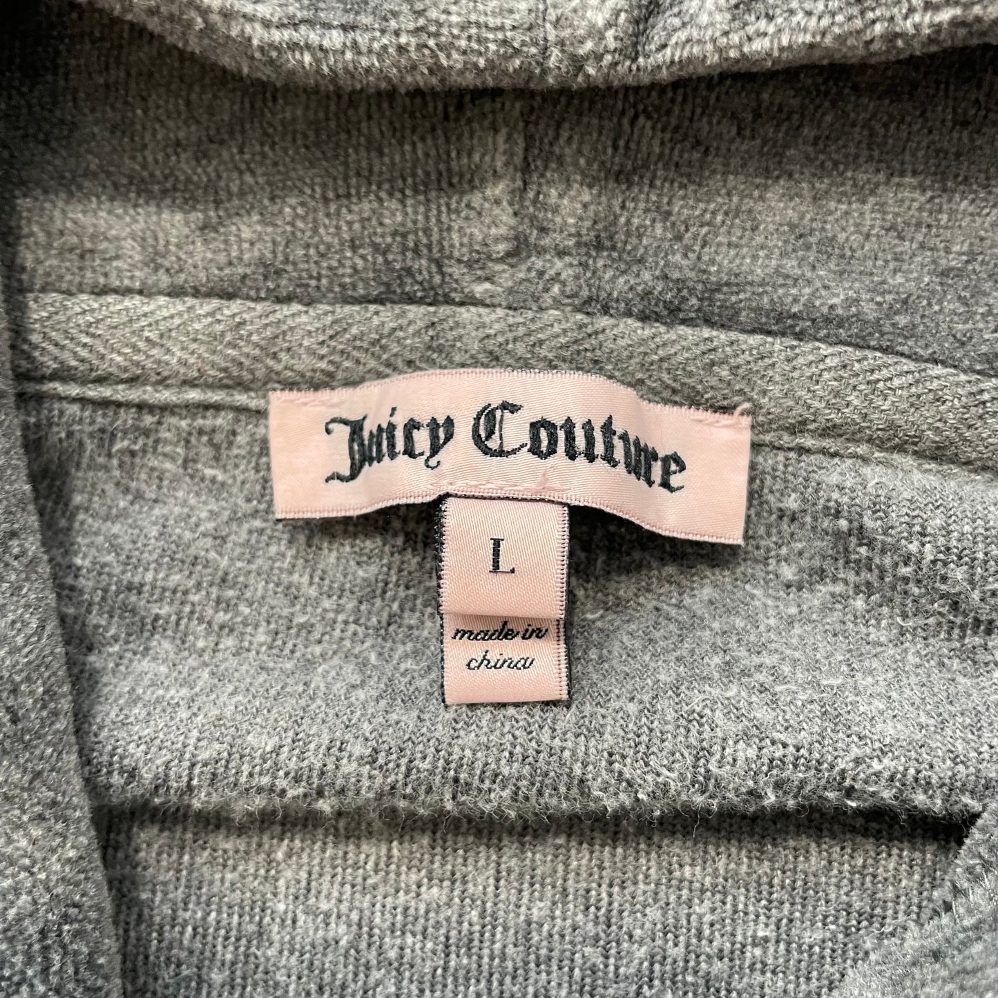 Juicy Couture Womens Deep Gray Velour Zip-Up Hoodie Loungewear Drawstring Size L