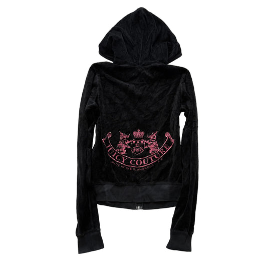 2003 Vintage Juicy Couture “Scottie Dog” Women Black Velour Zip Up Hoodie Size M
