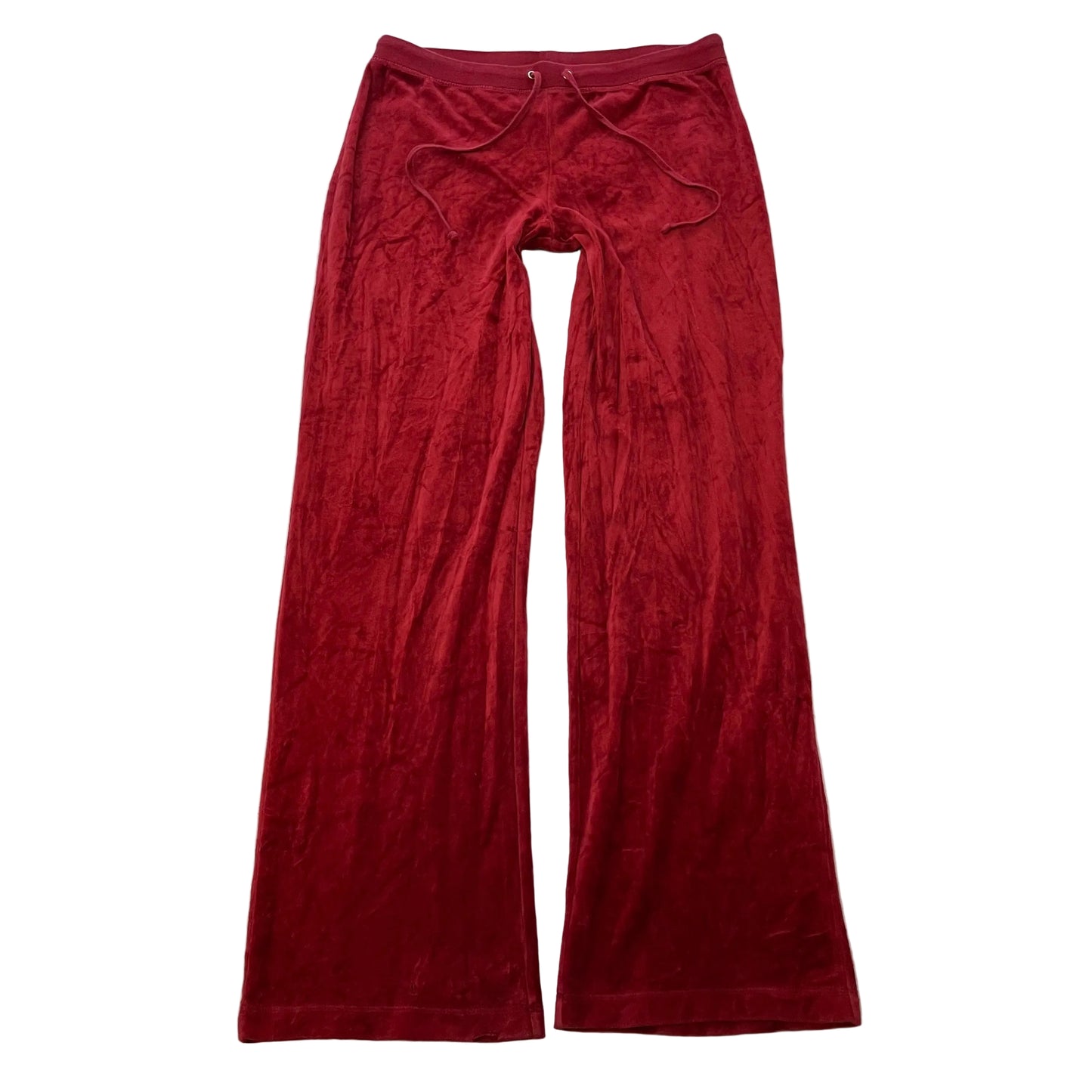 Juicy Couture Women's Wine Red Velour Flared Leg Track Pants Drawstring Size M