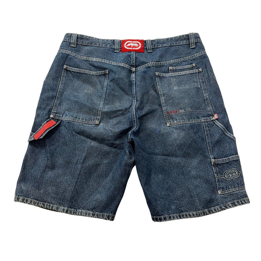 Ecko Unltd Men's Medium Blue Denim Baggy Carpenter Shorts Utility Pocket Size 42