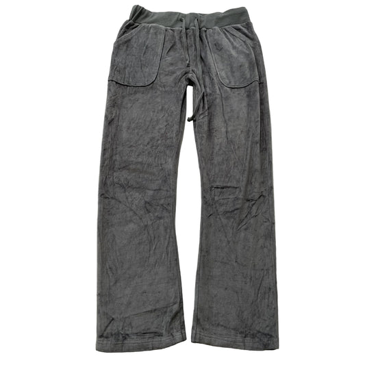 Vintage Juicy Couture Women's Gray Velour Flared Track Pants Pockets Y2K Size S