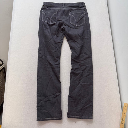 Prana washed dark grey denim jeans with front slant pockets and curved-stitched back patch pockets size 8