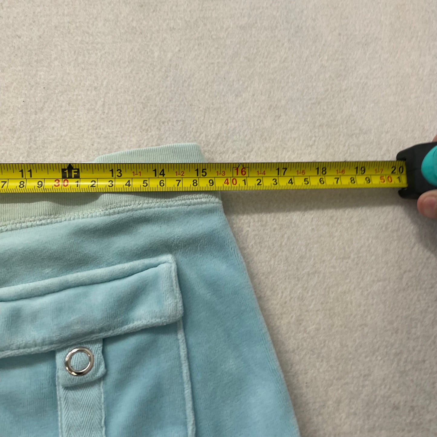 2003 Vintage Juicy Couture Women Sky Blue Velour Flared Track Pant Pocket Size M