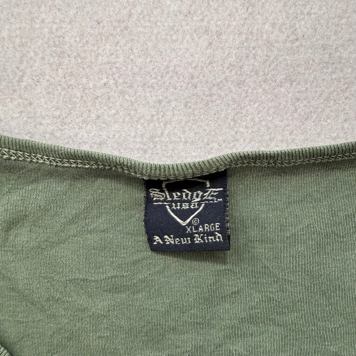 Sledge Women's Olive Green Cotton Top Long Sleeves Kanji Characters Logo Size XL
