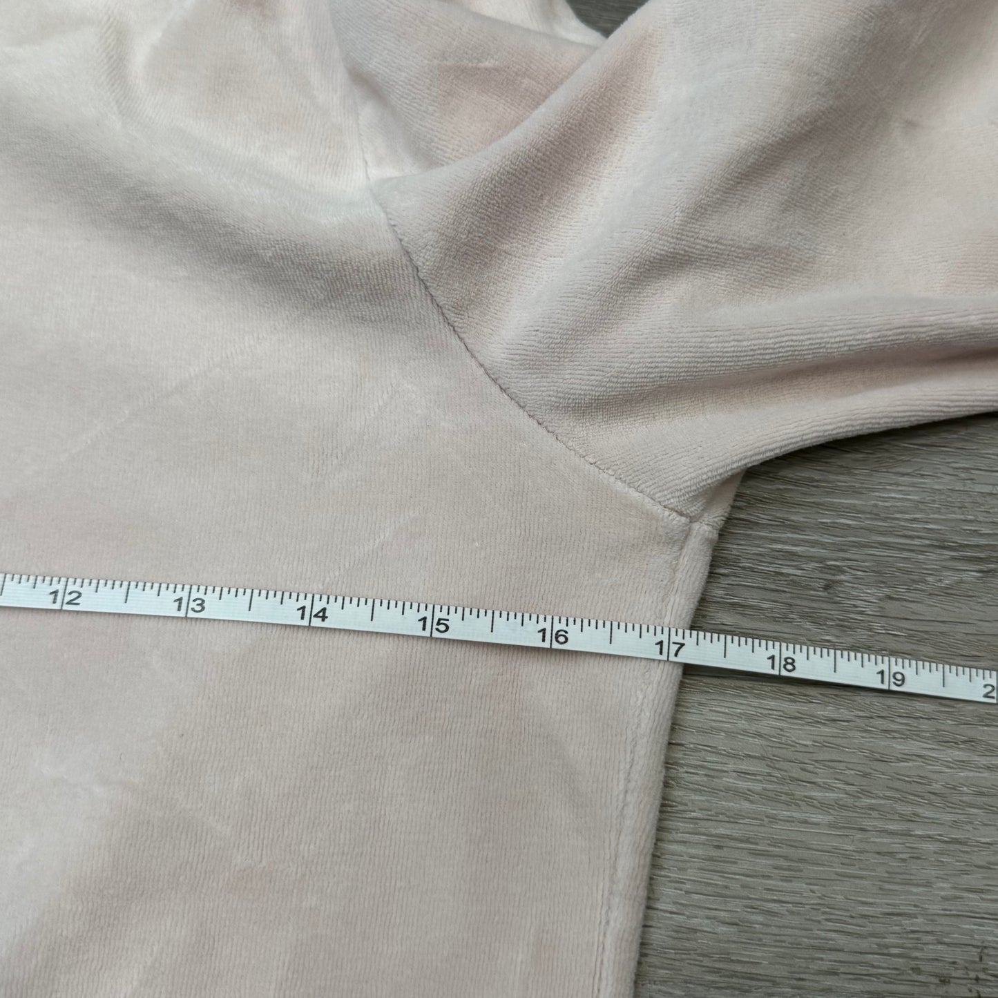 Vintage Juicy Couture Women's Light Pink Velour Zip-Up Hoodie Drawstring Size S