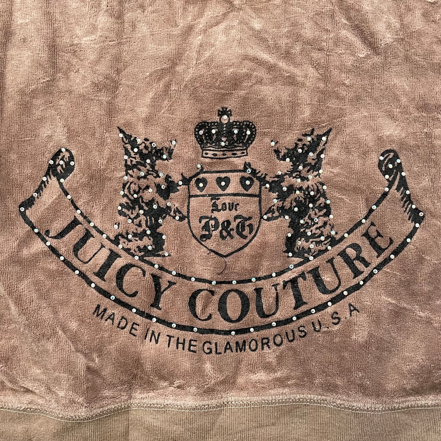 2003 Vintage Juicy Couture Scottie Dogs Womens Brown Velour Zip-Up Hoodie Size M