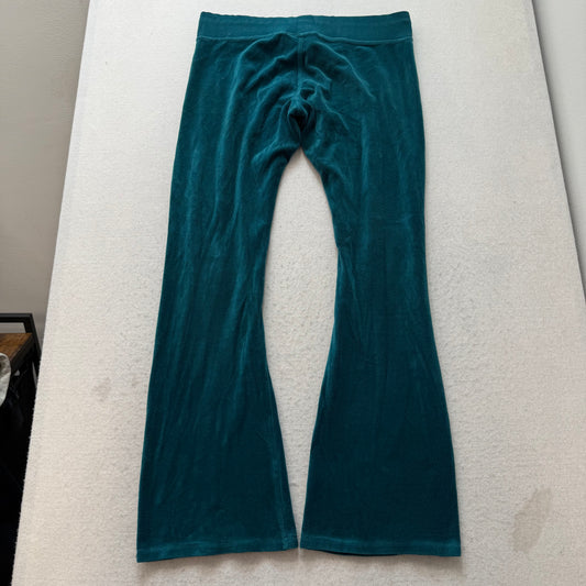 Juicy Couture Women's Peacock Blue Velour Flared Track Pant Loungewear Size M