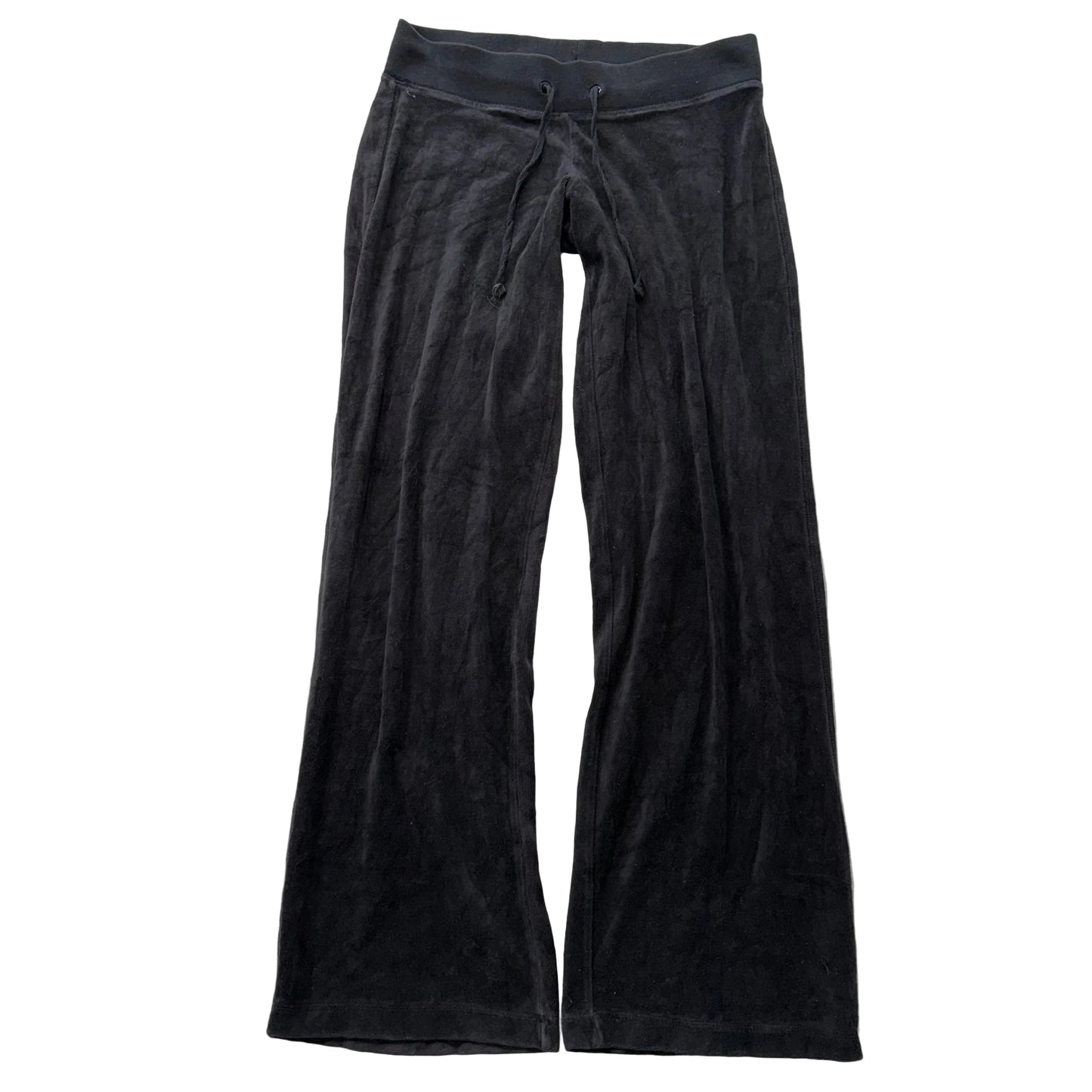 Vintage Juicy Couture Women's Black Velour Flare Track Pant Drawstring Size S