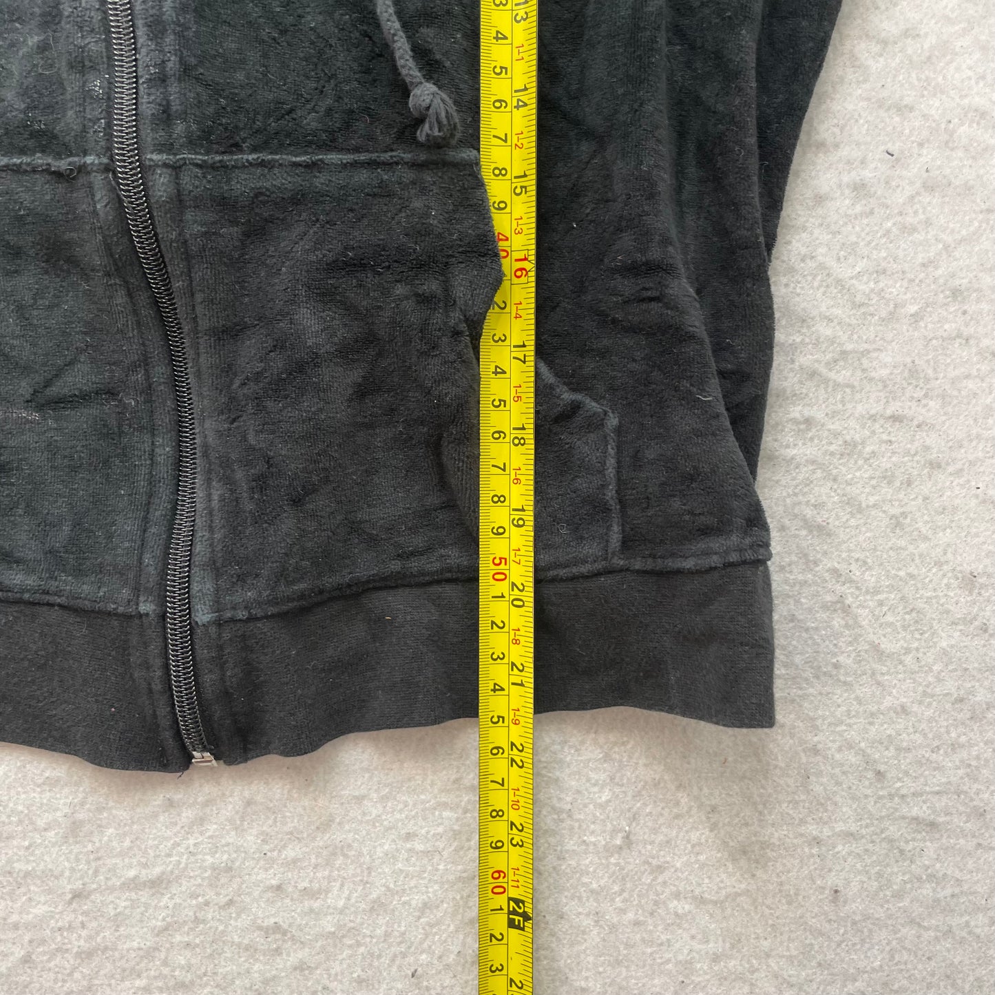 Juicy Couture Womens Black Velour Tracksuit Set Hoodie & Flared Pant Y2k Size XL