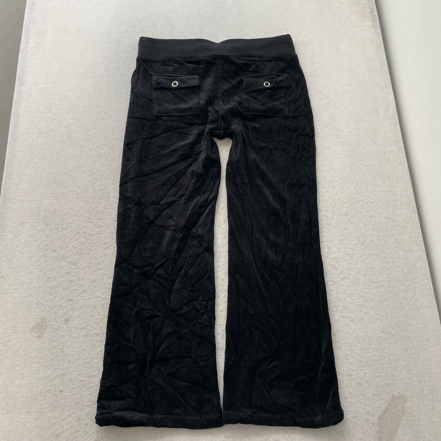 Vintage Juicy Couture Womens Black Velour Tracksuit Set Y2k Hoodie & Pant Size L