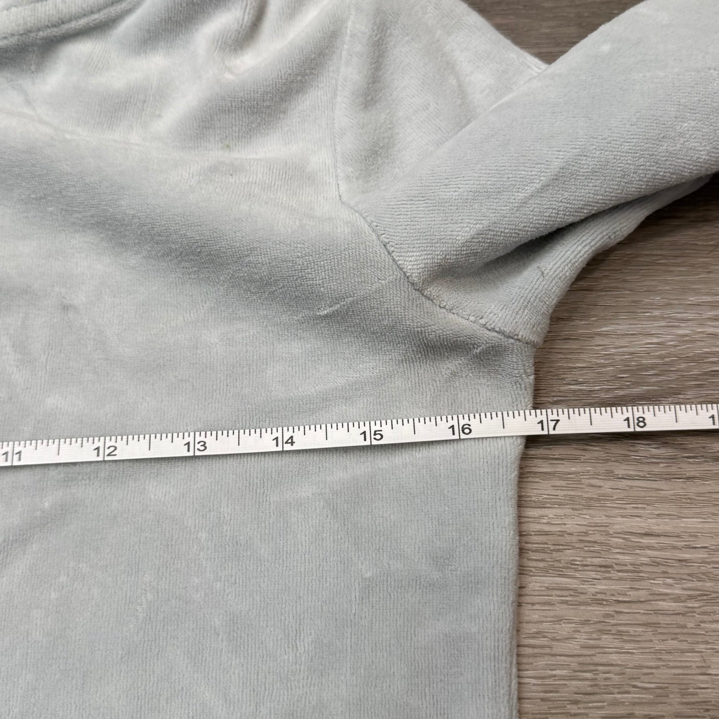 Vintage Juicy Couture Women's Pastel Mint Velour Zip-Up Hoodie Drawstring Size S