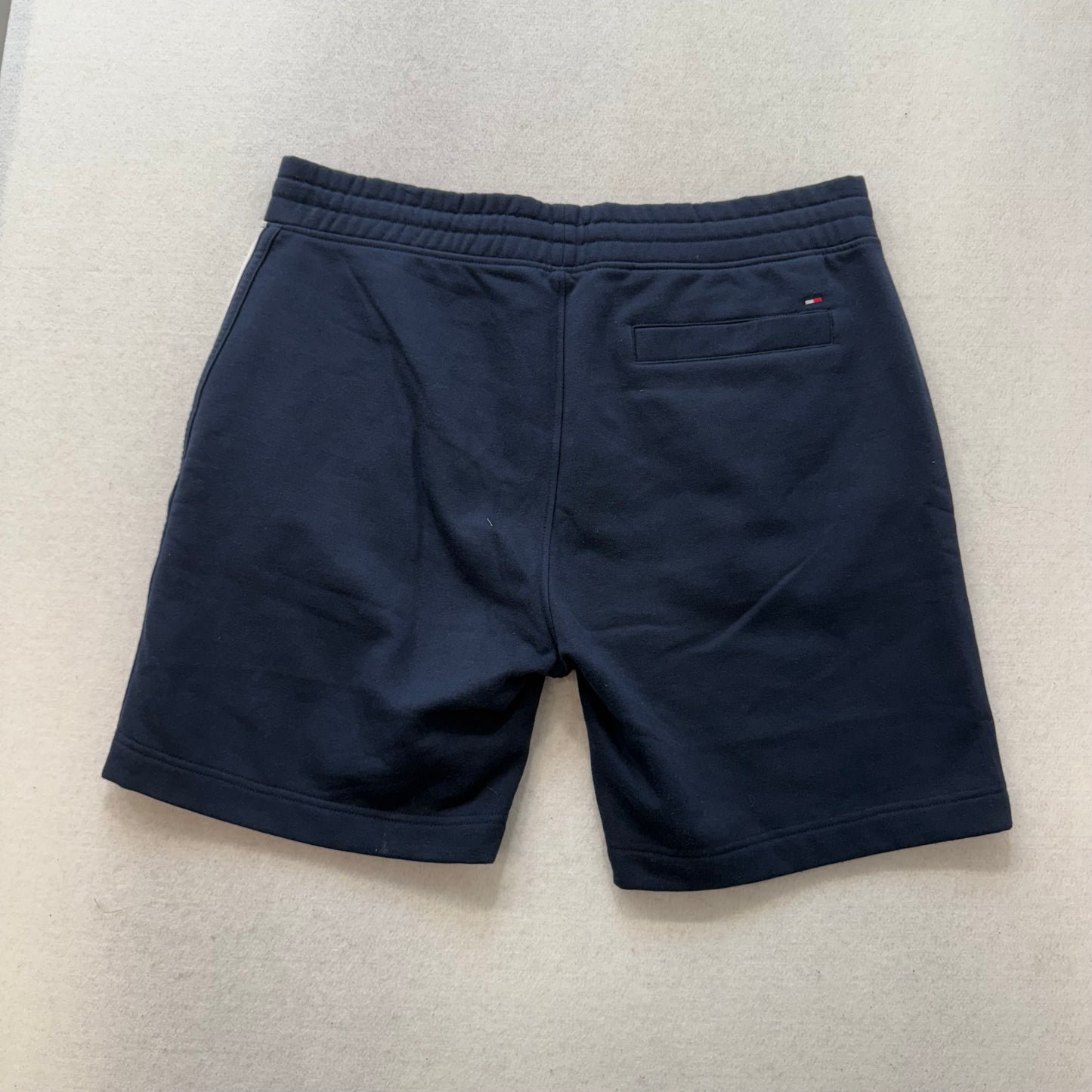 Tommy Hilfiger Navy Logo Sweat Shorts Drawstring Casual Wear Regular Fit Size L