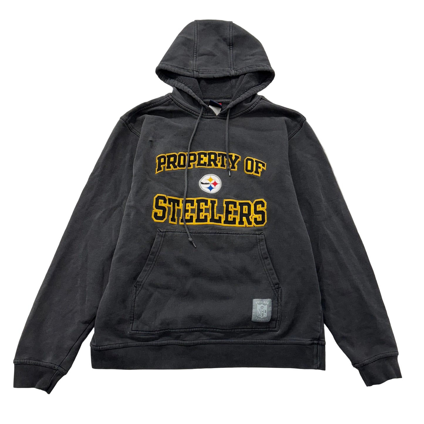 Reebok Gridiron NFL Men's Gray Steelers Pullover Hoodie Kangaroo Pocket Size M