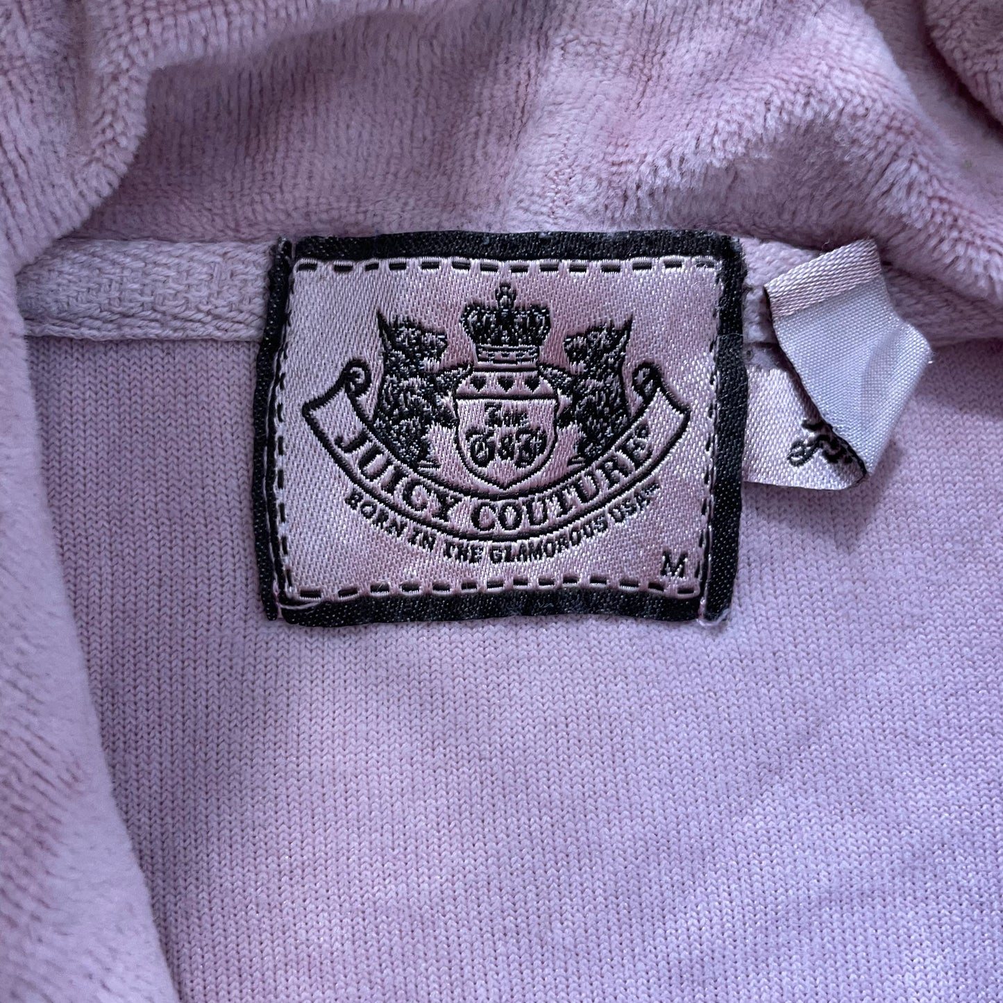 Juicy Couture Women's Pink Velour Zip-Up Hoodie Faux Fur-Trimmed Hood Size M