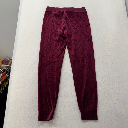 Juicy Couture Women's Wine Velour Jogger Pants Drawstring Logo Low Rise Size XS