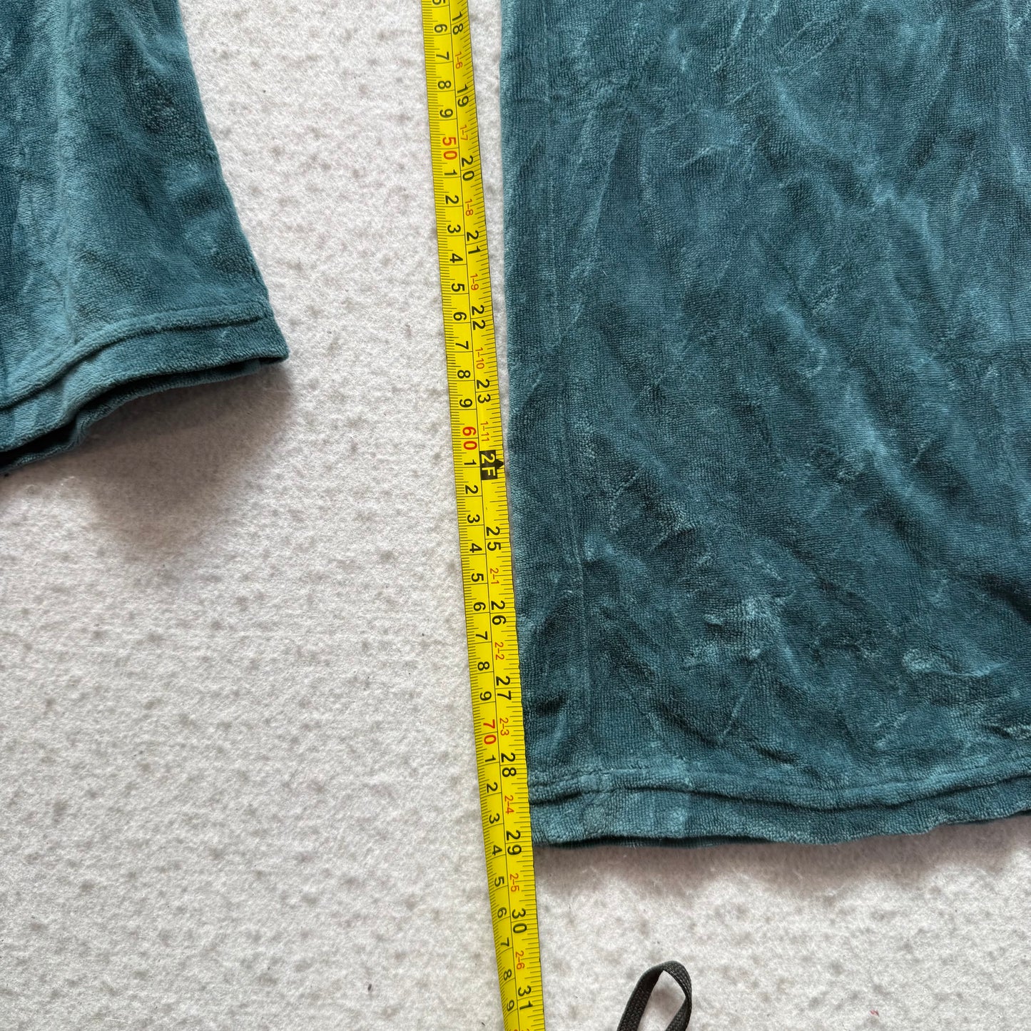 Vintage Juicy Couture Women Slate Teal Velour Flare Track Pant Drawstring Size L