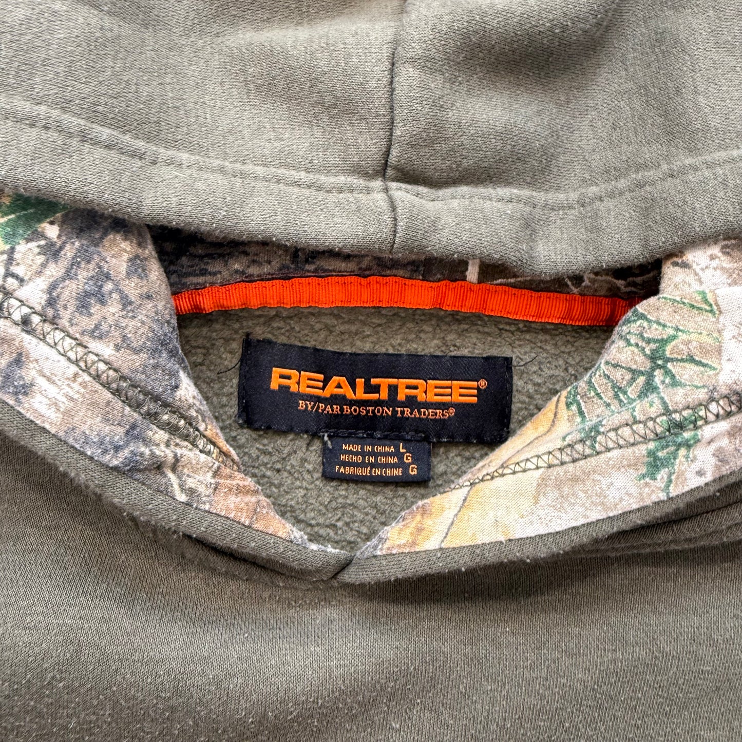 Realtree by Boston Traders Men's Olive Green Camo Hoodie Lined Pullover Size L