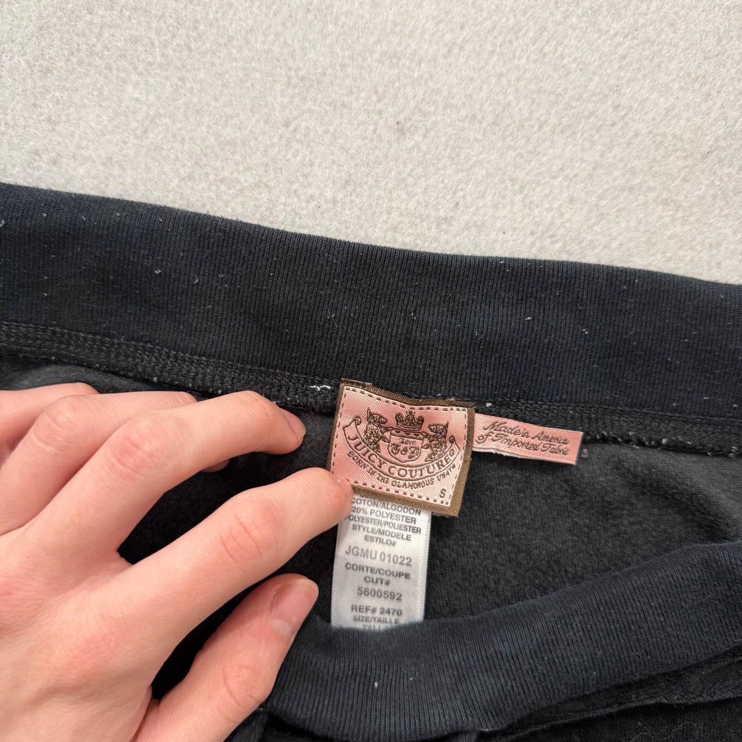 Juicy Couture Black Velour Tracksuit Set Zip Up Hoodie & Flared Pant Logo Size S