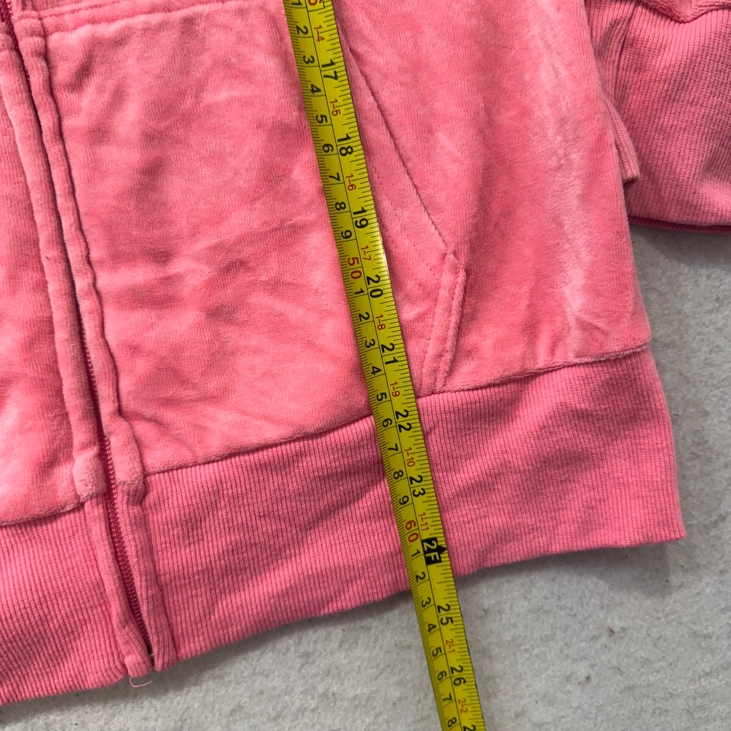 Juicy Couture Women's Natural Candy Pink Velour Zip Up Hoodie Preppy Y2K Size M
