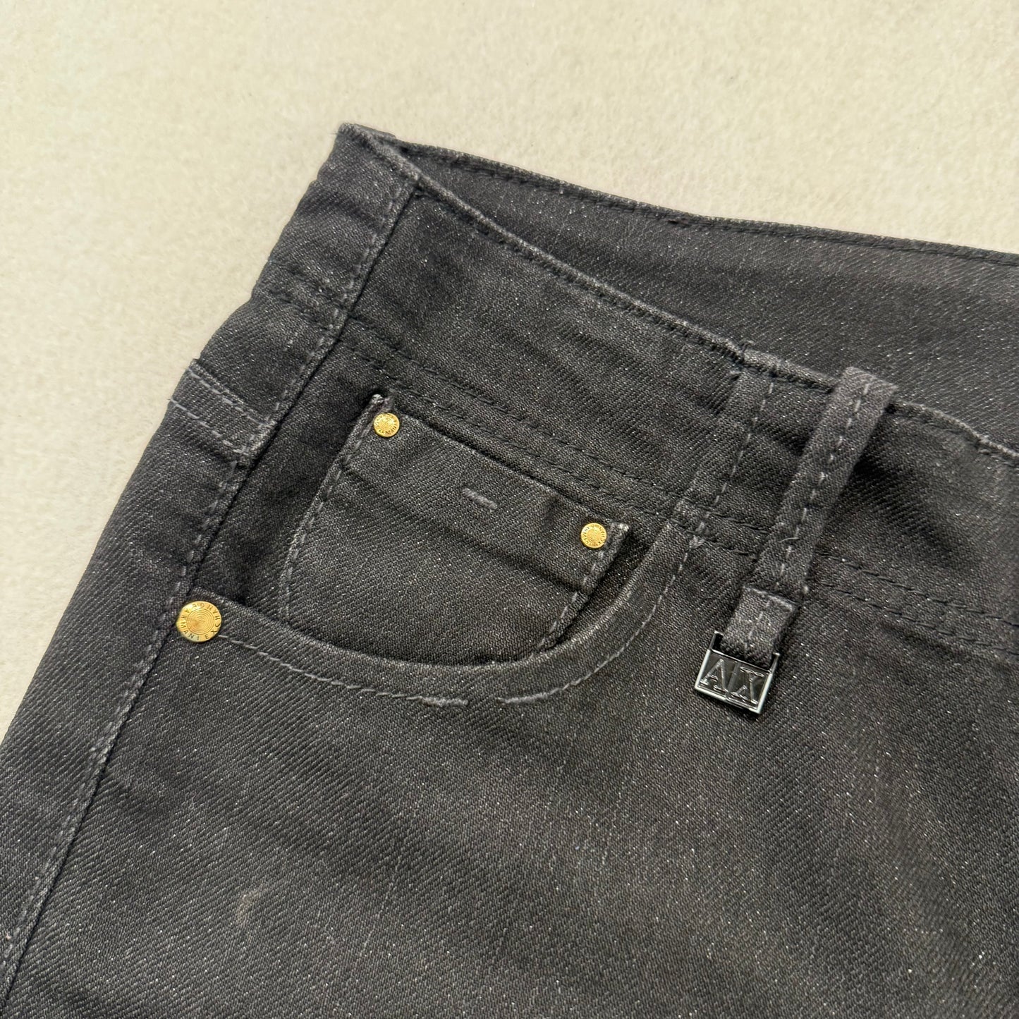 Armani Exchange Women Black Denim Bootcut Jeans Sequin Embellished Pocket Size 2
